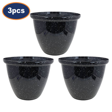3Pcs 30cm Round Plastic Honey Pot Planter Black Gloss
