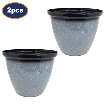 2Pcs 30cm Round Plastic Honey Pot Planter Grey Speckled Gloss
