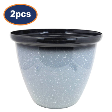 2Pcs 30cm Round Plastic Honey Pot Planter Grey Speckled Gloss