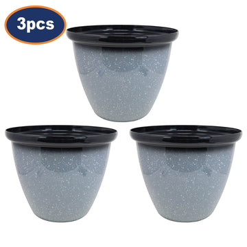 3Pcs 30cm Round Plastic Honey Pot Planter Grey Speckled Gloss