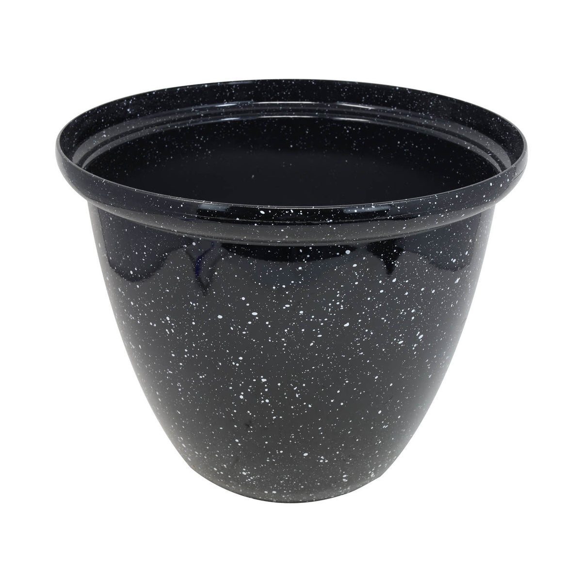 33cm Round Plastic Honey Pot Planter Black Gloss