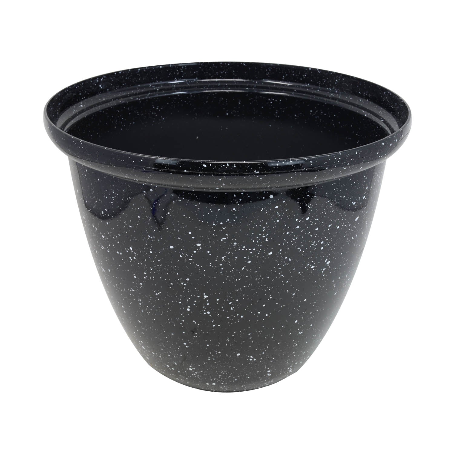 33cm Round Plastic Honey Pot Planter Black Gloss