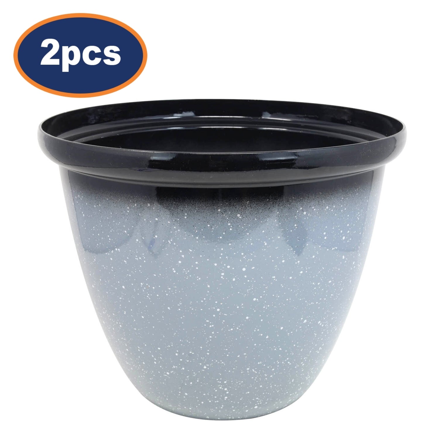 2Pcs 33cm Round Plastic Honey Pot Planter Grey Speckled