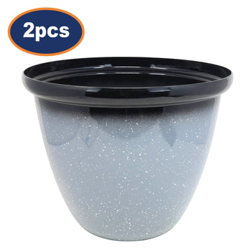 2Pcs 33cm Round Plastic Honey Pot Planter Grey Speckled