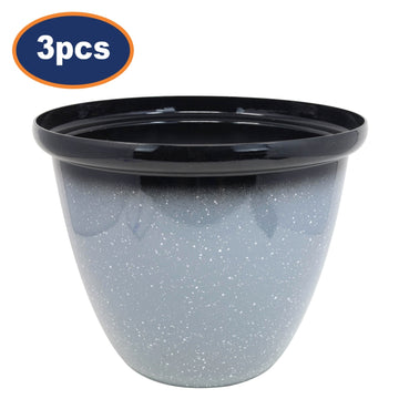 3Pcs 33cm Round Plastic Honey Pot Planter Grey Speckled