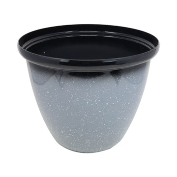 30cm Round Plastic Honey Pot Planter Grey Speckled Gloss