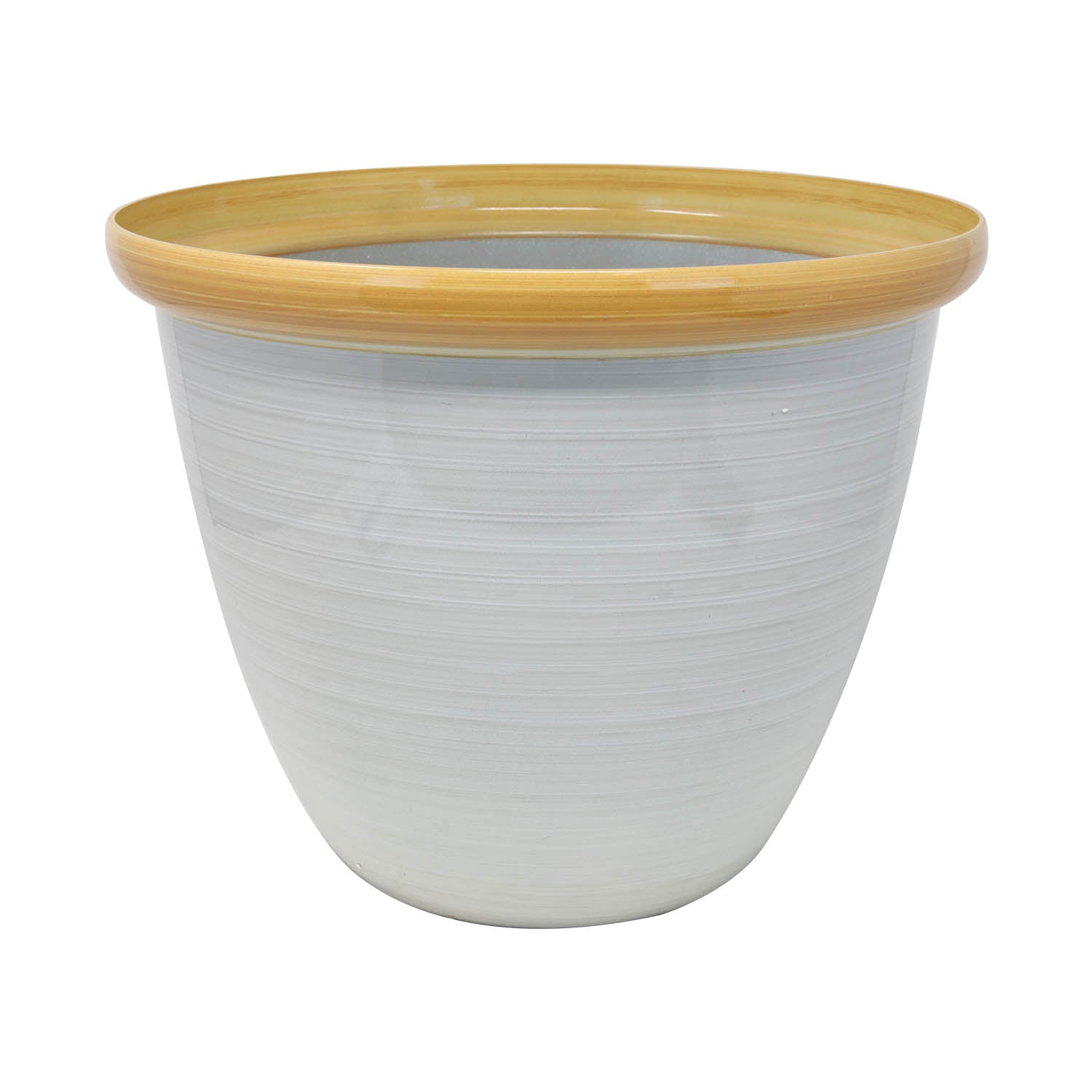 33cm Round Plastic Honey Pot Planter Beige Gloss