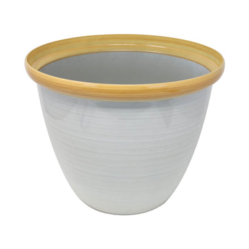 30cm Round Plastic Honey Pot Planter Beige Gloss