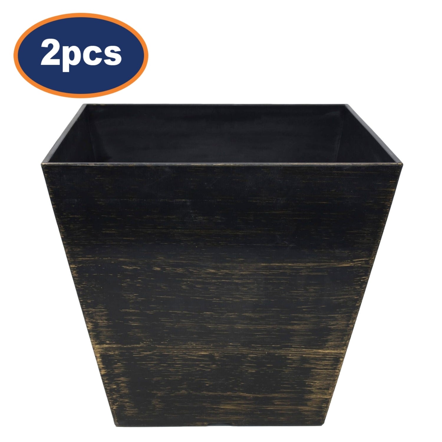 2Pcs 30cm Black Standard Square Planter With Gold Brush