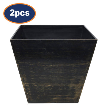 2Pcs 30cm Black Standard Square Planter With Gold Brush