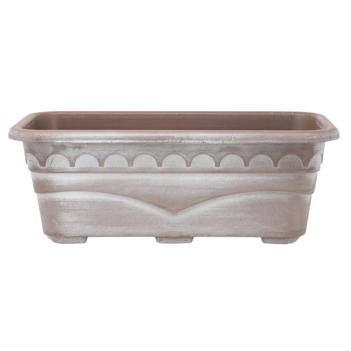 40cm Brown Rectangle Window Box With White Wash