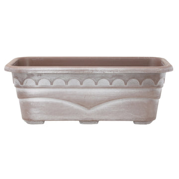 40cm Brown Rectangle Window Box With White Wash