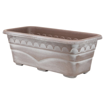 40cm Brown Rectangle Window Box With White Wash