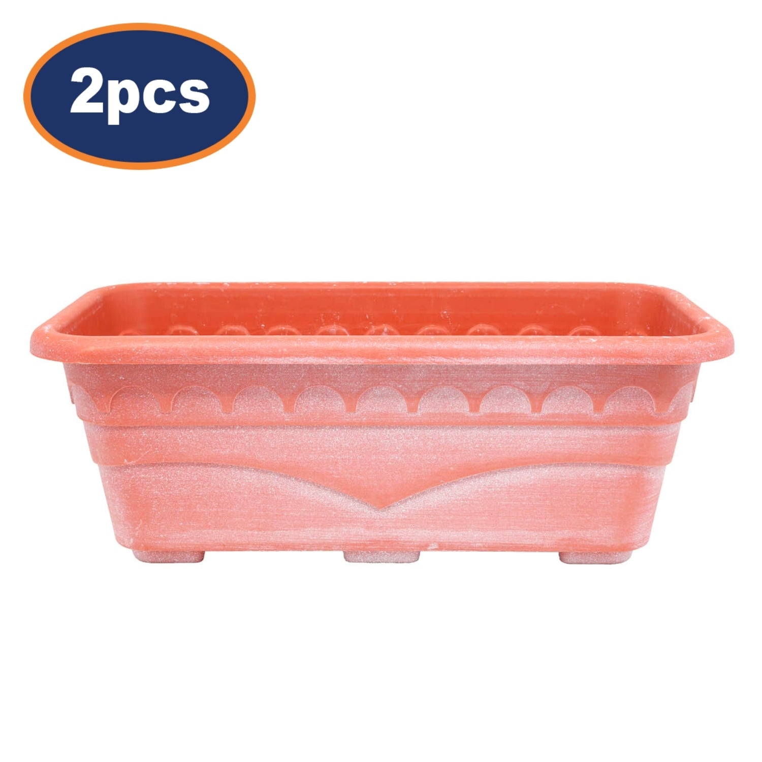 2Pcs 40cm Terracotta Rectangle Window Box With White Wash