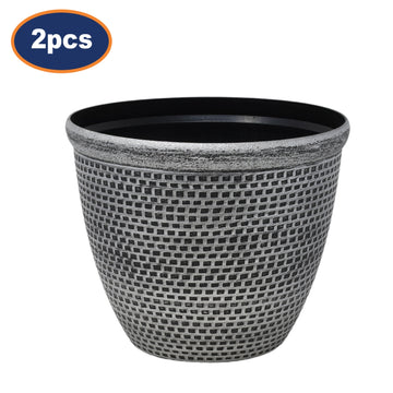 2Pcs 25cm Antique Silver Cromarty Plastic Planter