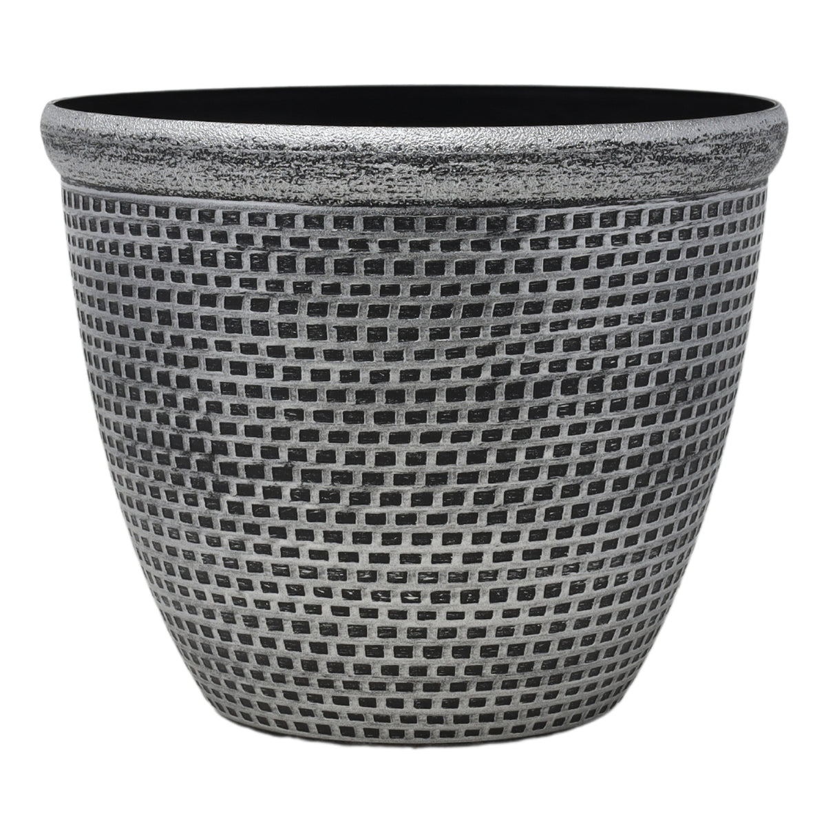 30cm Silver Antique Round Plastic Cromarty Pot Planter