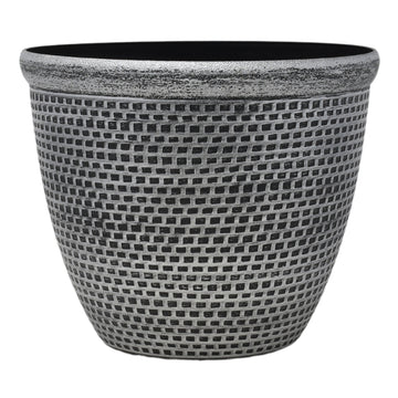 30cm Silver Antique Round Plastic Cromarty Pot Planter
