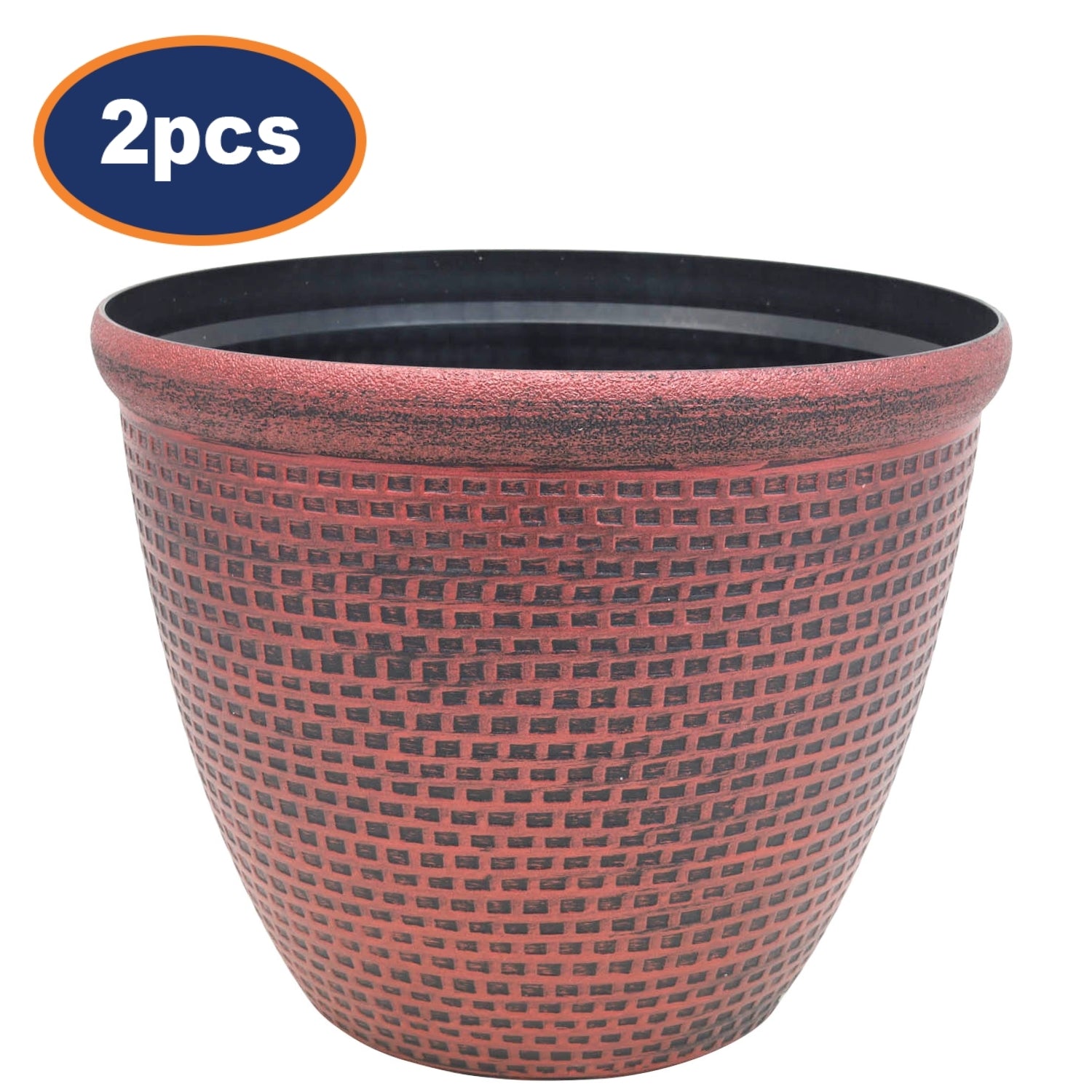 2Pcs 30cm Antique Copper Cromarty Round Plastic Planter