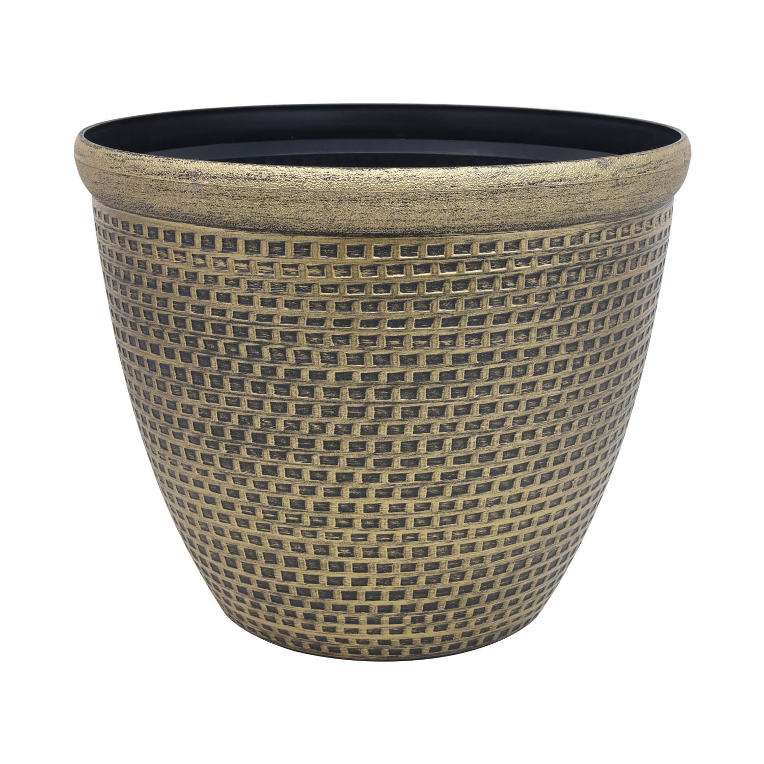 30cm Antique Gold Cromarty Round Plastic Planter