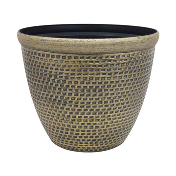 30cm Antique Gold Cromarty Round Plastic Planter