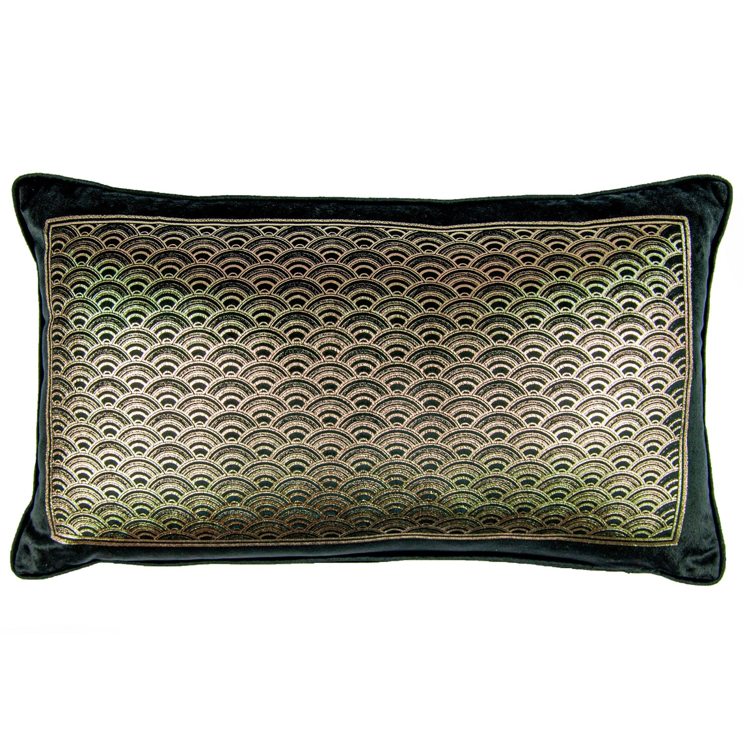 Luxury Velvet Filled Boudoir Cushion - Akira Black & Gold