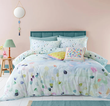 Abstract Watercolour Paintings Duvet Cover Set, Super King, Duckegg Blue