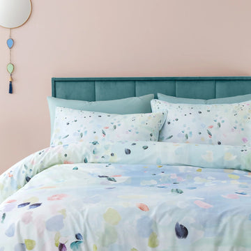 Abstract Watercolour Paintings Duvet Cover Set, King, Duckegg Blue