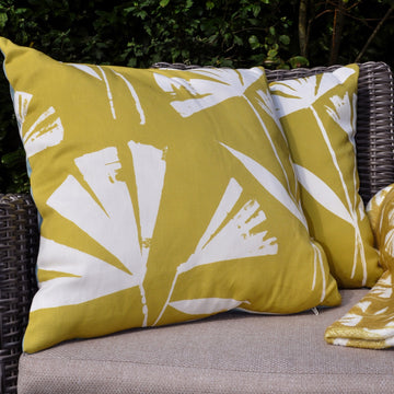 Garden Outdoor Water Resistant Cushion Cover - Teal & Ochre Yellow