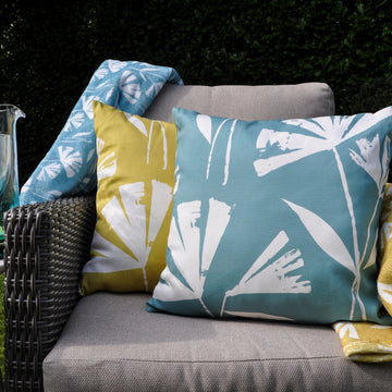 2pc Outdoor Cushion Cover Teal Ochre