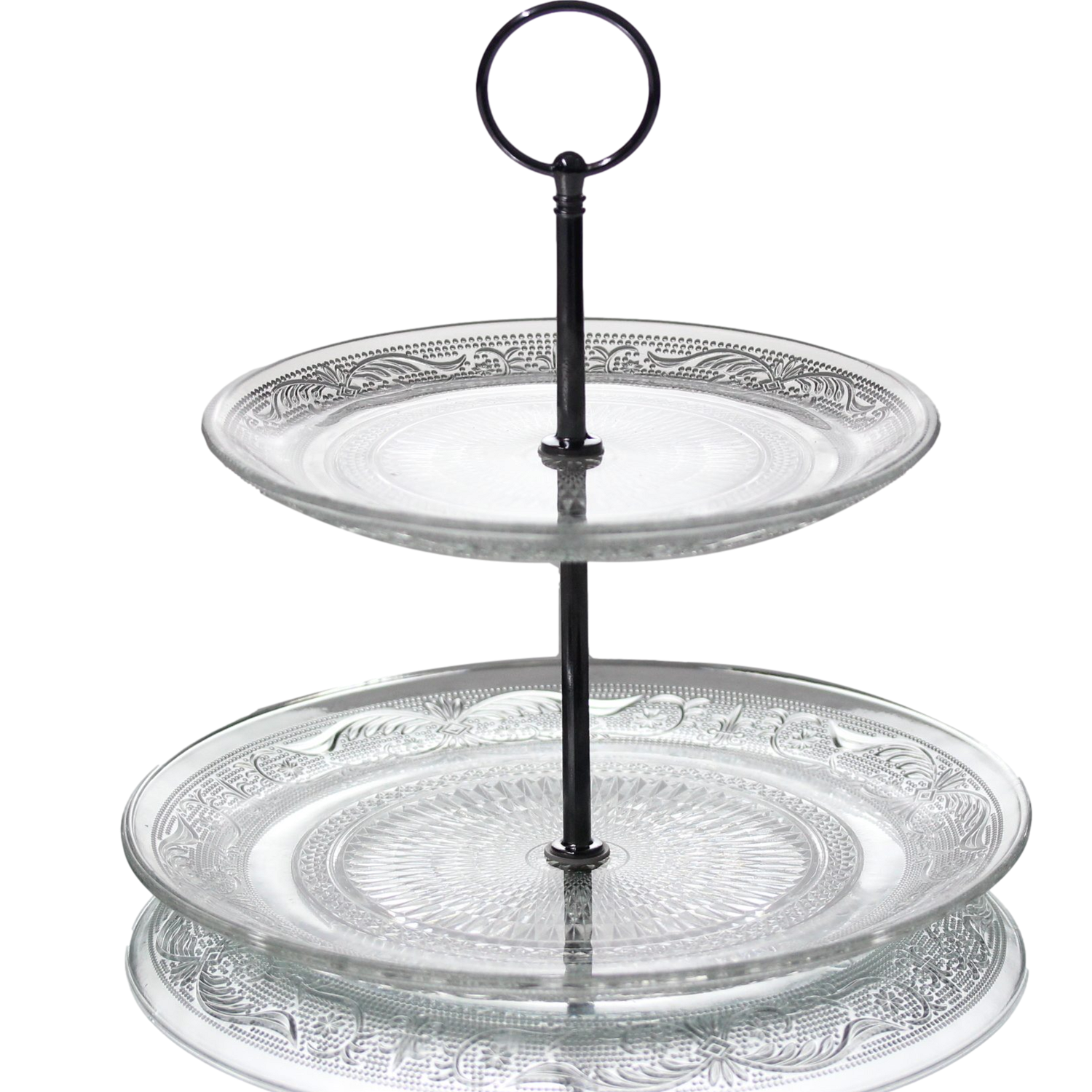 2 Tier Clear Glass Cake Stand