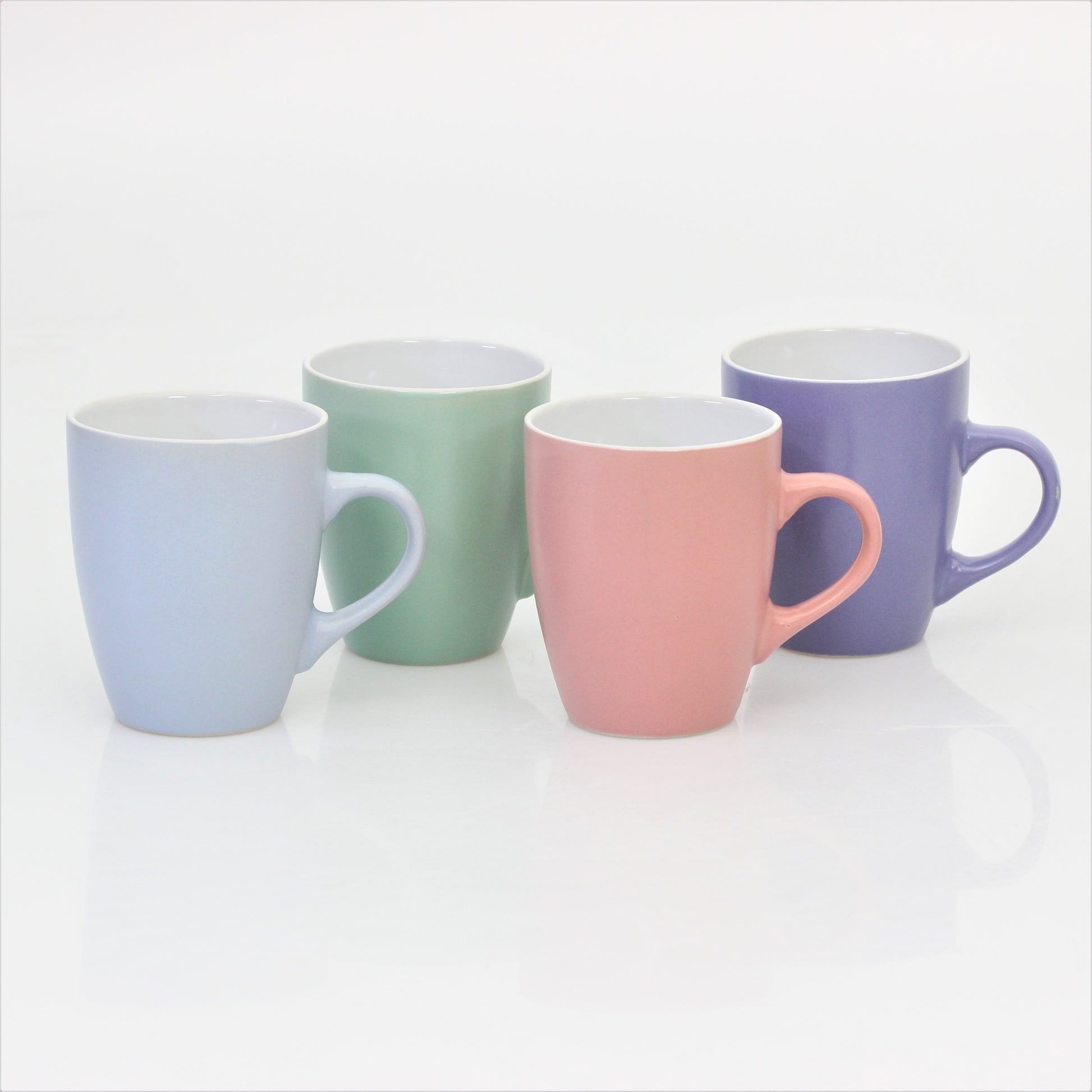 Set of 4 11oz Assorted Colours Coupe Shaped Stoneware Mugs