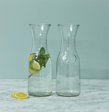 Set of 2 Glass Water Carafe Jug Pitcher