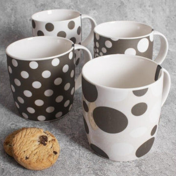 4Pcs 350ml Coffee Mug Tea Cup Polka Dot Assorted Hot Chocolate Drinking Cup Mug