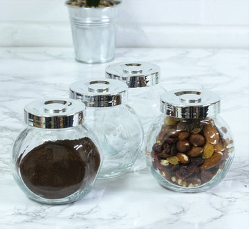 Set of 4 Glass 160ML Herbs Spices Kitchen Food Jars