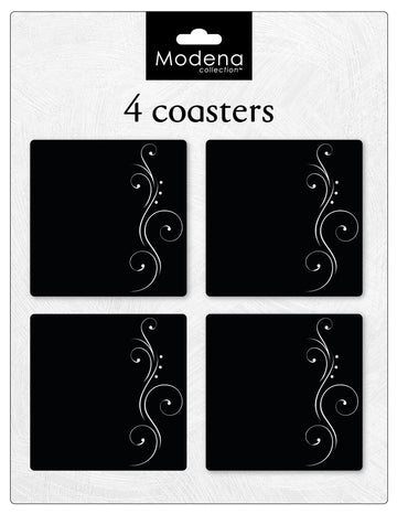 Black Cork Coasters 4Pack Elegance Design MDF