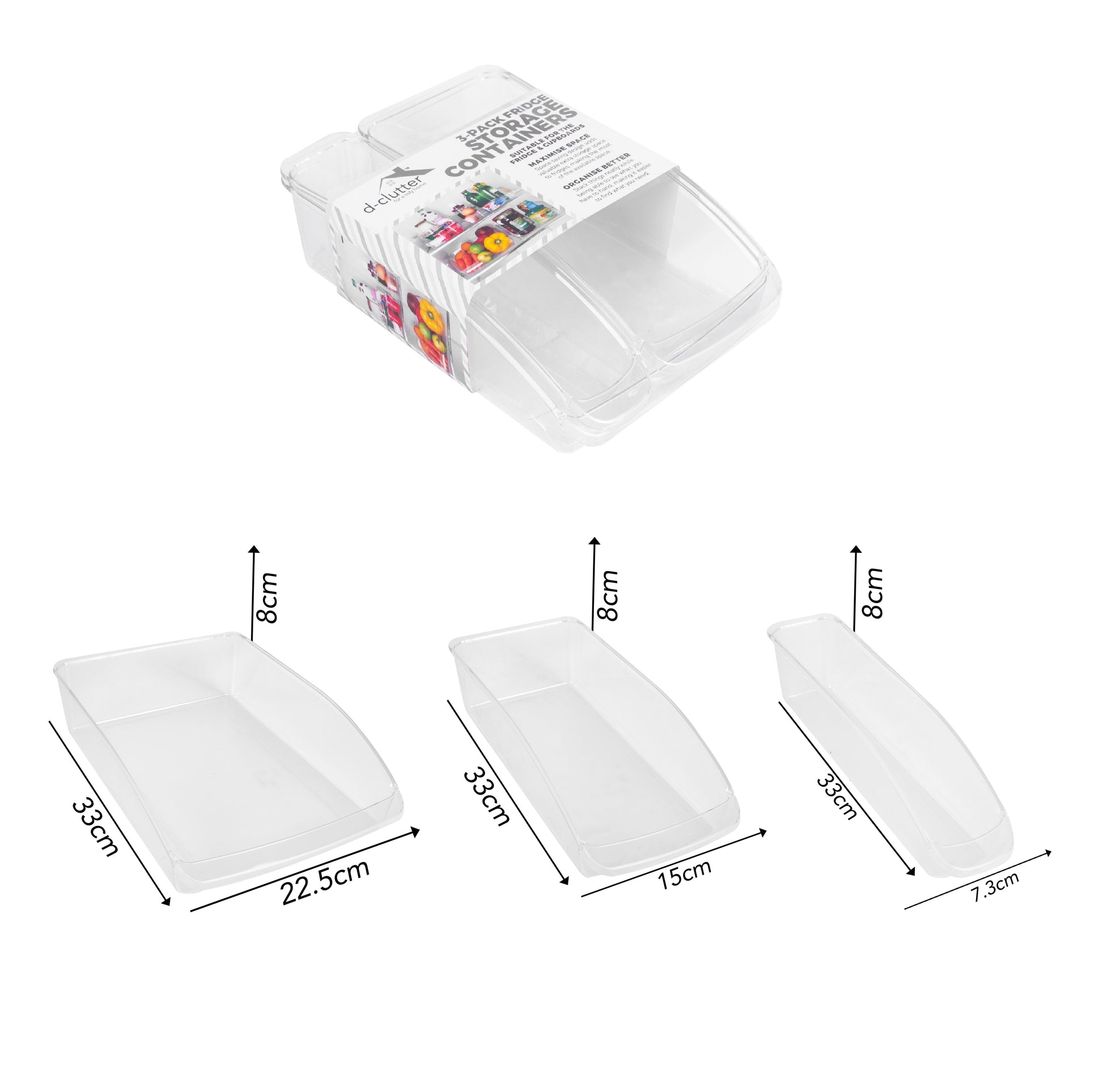 3 Pack Fridge Storage Containers