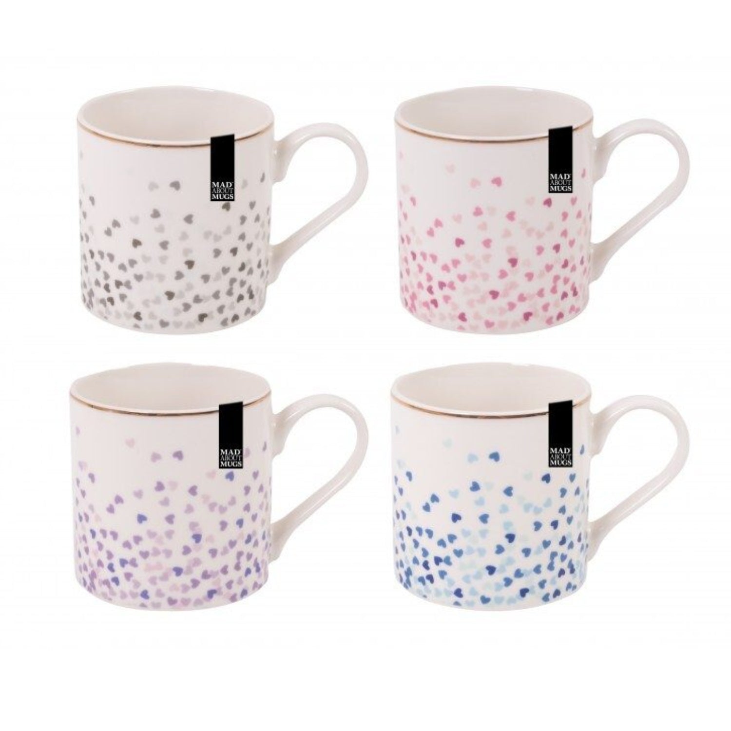 4Pcs 350ml Coffee Mug Tea Cup Heart Design Assorted Hot Chocolate Drinking Cup