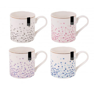 4Pcs 350ml Coffee Mug Tea Cup Heart Design Assorted Hot Chocolate Drinking Cup