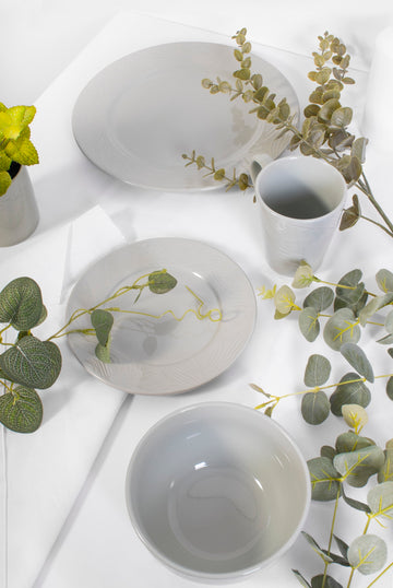 Stoneware Serving Bowl Leaf Embossed