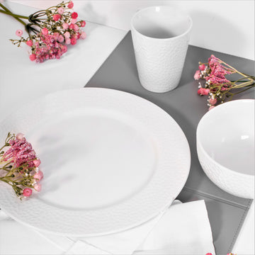 4Pcs Porcelain Dinner Plate with White Rim