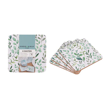 4Pcs Eucalyptus Cork Backing Non Slip Square Coasters