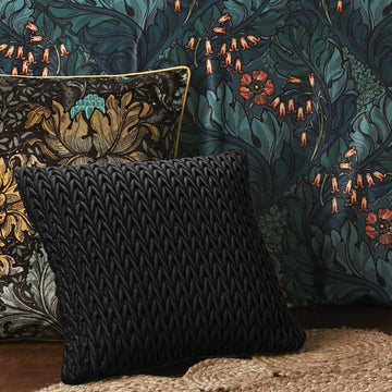 Laurence Llewelyn-Bowen Ruched Velvet Cushion Cover 43x43cm - Black