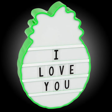 Light Up Message Board Pineapple Shape LED Sign Board 80 Letters & Symbols Décor