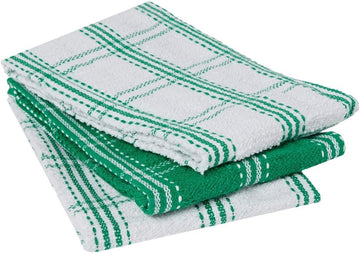 Country Check Kitchen Tea Towel Set 3pk - Green