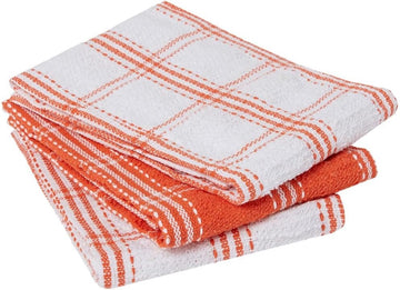 Country Check Kitchen Tea Towel Set 3pk - Orange