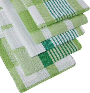 5pk Kitchen Tea Towel Set - Green