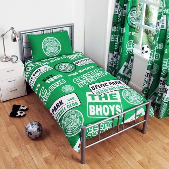 Celtic Football Club FC The Bhoys Duvet Cover Set, Single, Green