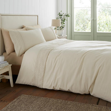 Catherine Lansfield Broderie Anglaise Duvet Cover Set, Double, Cream