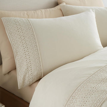 Catherine Lansfield Broderie Anglaise Duvet Cover Set, Double, Cream