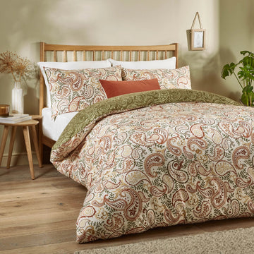 Paisley Duvet Cover Set, Double, Beige & Green
